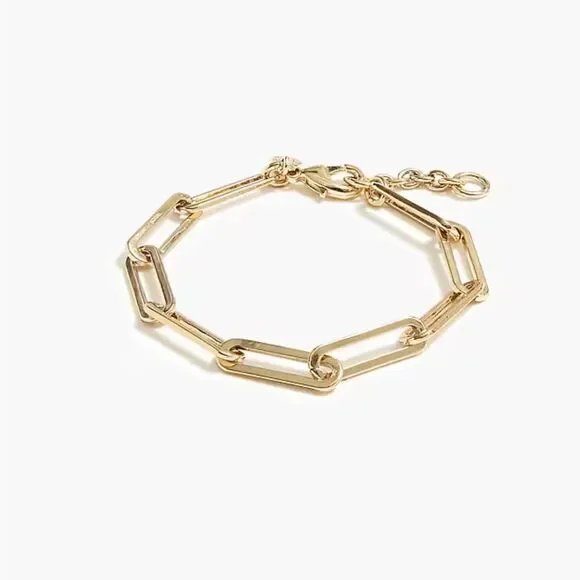 NWT J Crew larger chunky paper clip good tone bracelet, Cubic Zirconia, brass - Picture 2 of 7